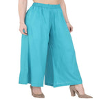 Lagi Women's Turquoise Blue Solid Palazzo (PLZ04H) | Grab2Buy