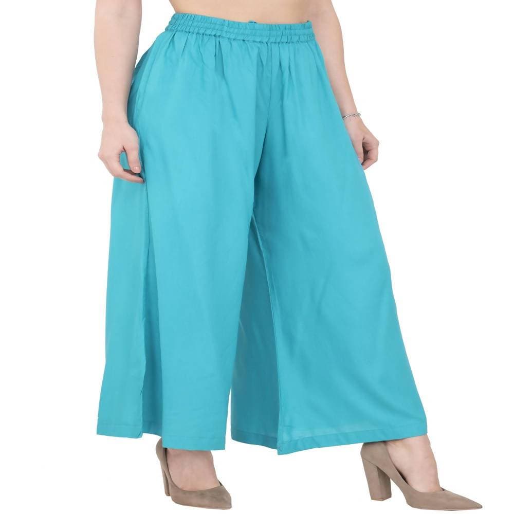 Lagi Women's Turquoise Blue Solid Palazzo (PLZ04H) | Grab2Buy