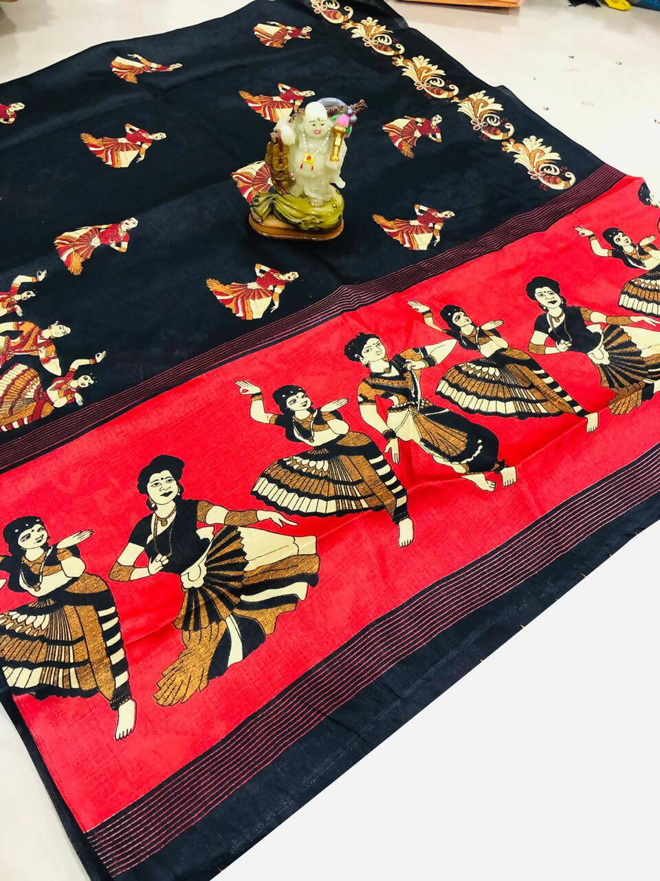 Vamika Black Kalamkari With Jhalar Khadi Latest Silk Saree | Grab2Buy