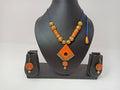 Terracotta Diamond Pendant Mini Necklace Set With Hangings | Grab2Buy