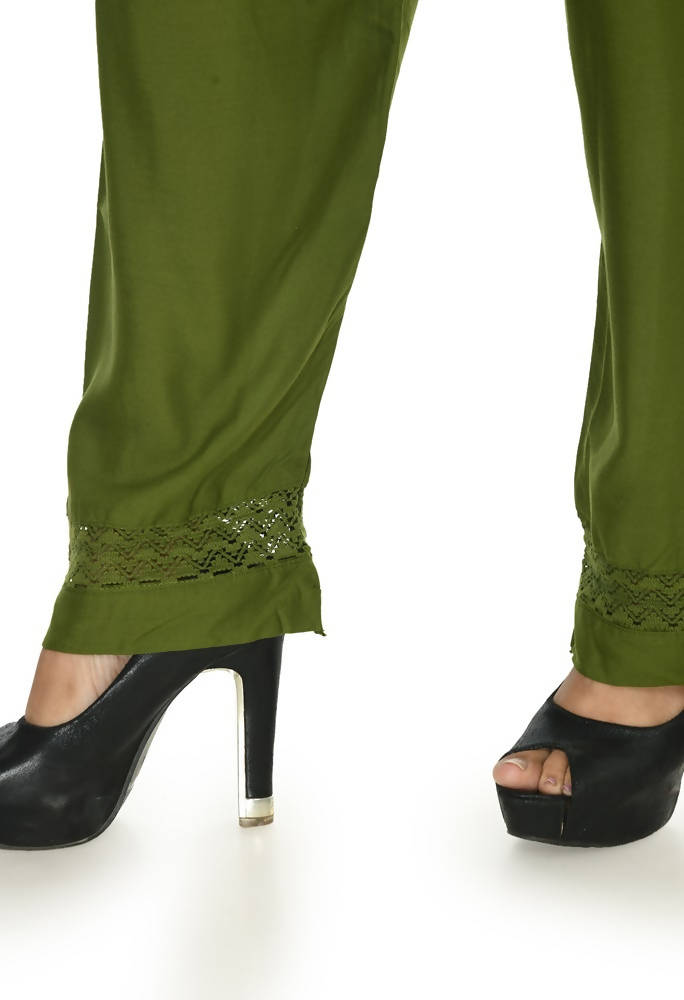 Mominos Fashion Moeza Reyon Cotton Mehndi Green Color Straight Palazzo | Grab2Buy