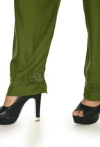 Mominos Fashion Moeza Reyon Cotton Mehndi Green Color Straight Palazzo | Grab2Buy