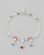 VOJ Set of 2 Silver Plated Peacock Shaped Multi Color Anklet