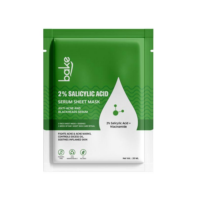 Bake 2% Salicylic Acid Sheet Mask For Black Heads, Oily And Acne Prone Skin | Grab2Buy