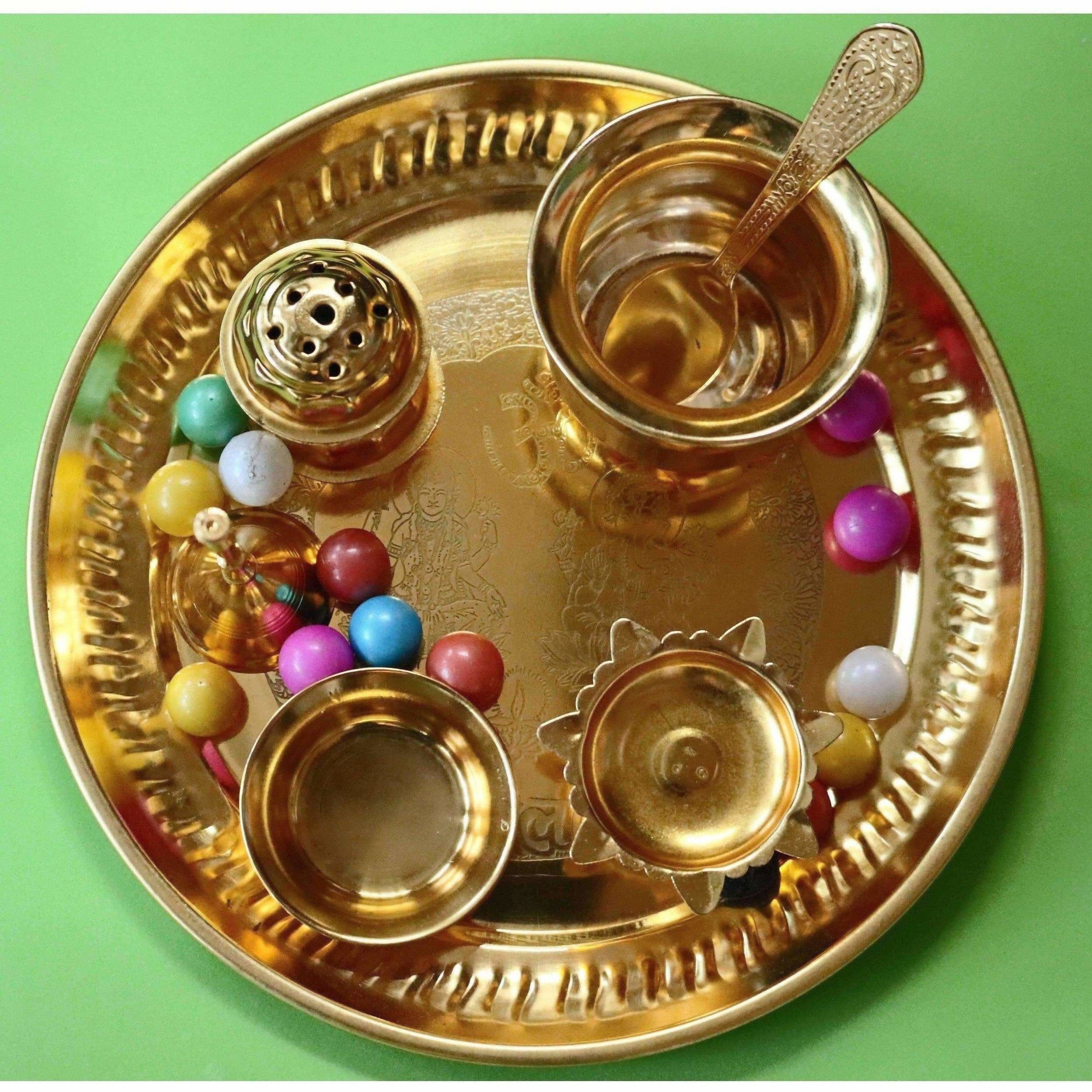 Chahat Premium Living Brass Pooja Thali Set | Grab2Buy