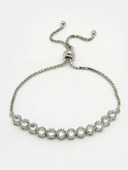 NVR Women Silver-Plated Handcrafted American Diamond Link Bracelet | Grab2Buy
