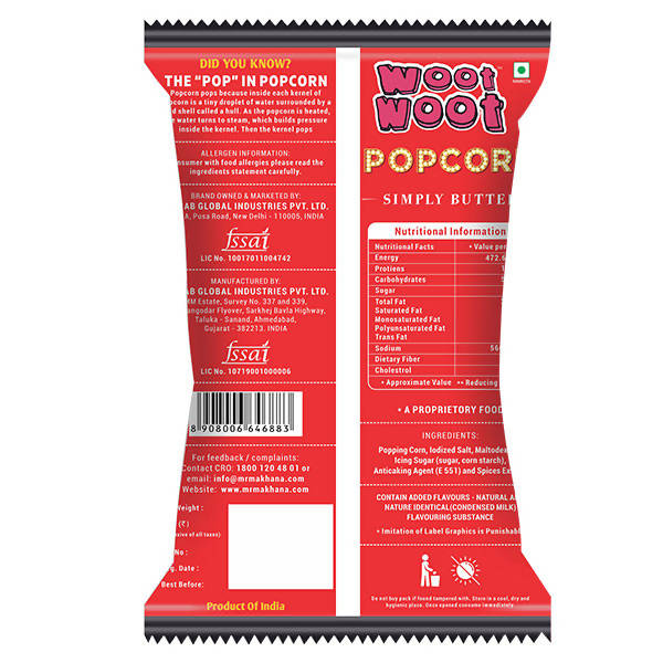 Mr. Makhana Woot Woot Popcorn Simply Butter | Grab2Buy