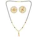 AanyaCentric Gold-Polished Short Mangalsutra Set with Earrings | Grab2Buy