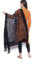 Mominos Fashion Black Orgenza Mirror Stripe Dupatta | Grab2Buy