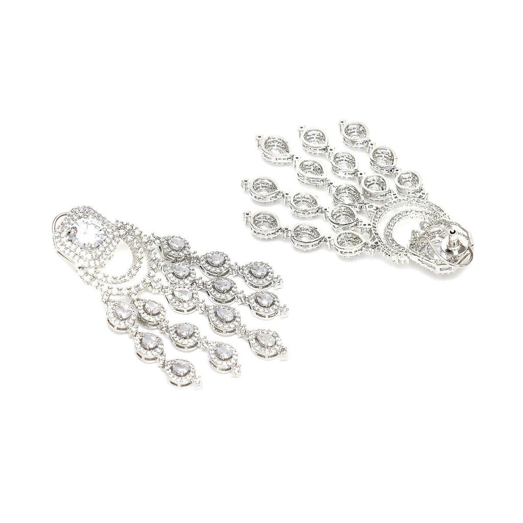 Long Diamond Studded Dangler Earrings- Ruby Raang | Grab2Buy