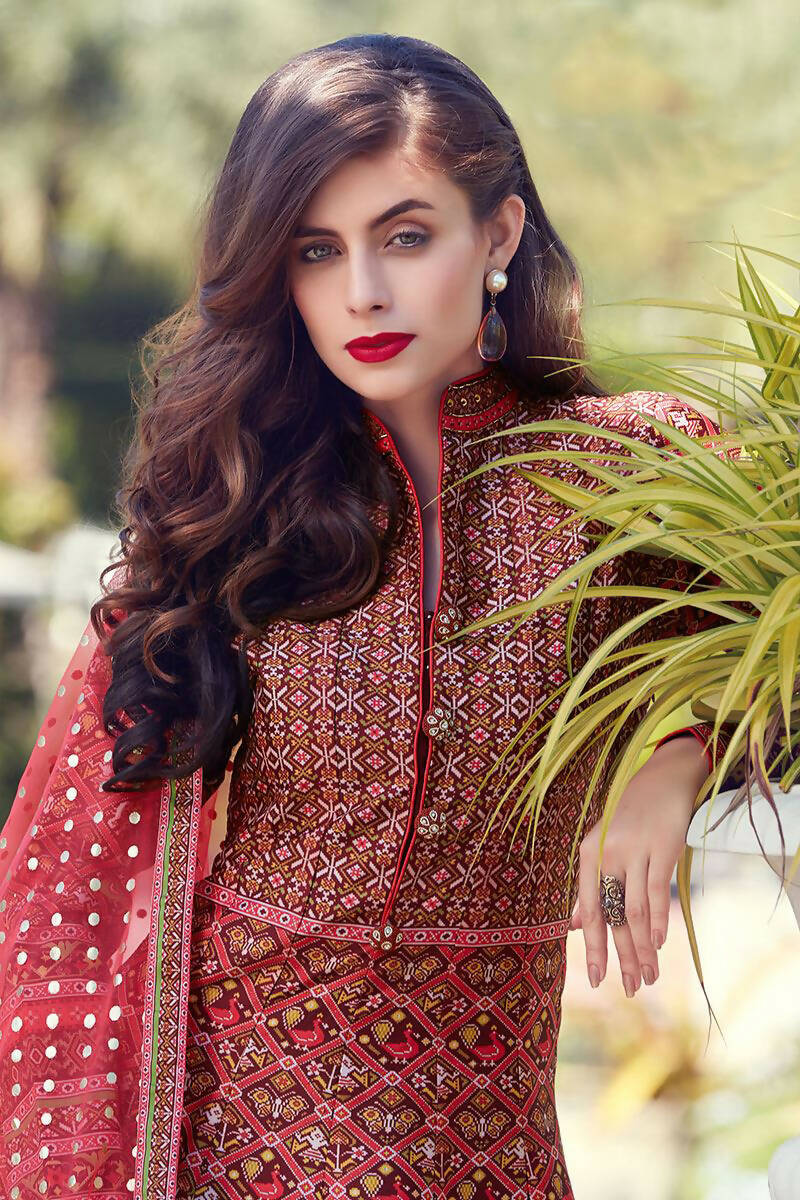Partywear Designer Red Heavy Soft Killer Silk Salwar Suit - Anbazaar | Grab2Buy