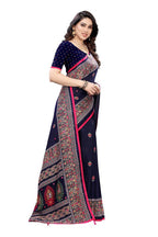 Vamika Blue Jute Silk Mirror Work Saree | Grab2Buy