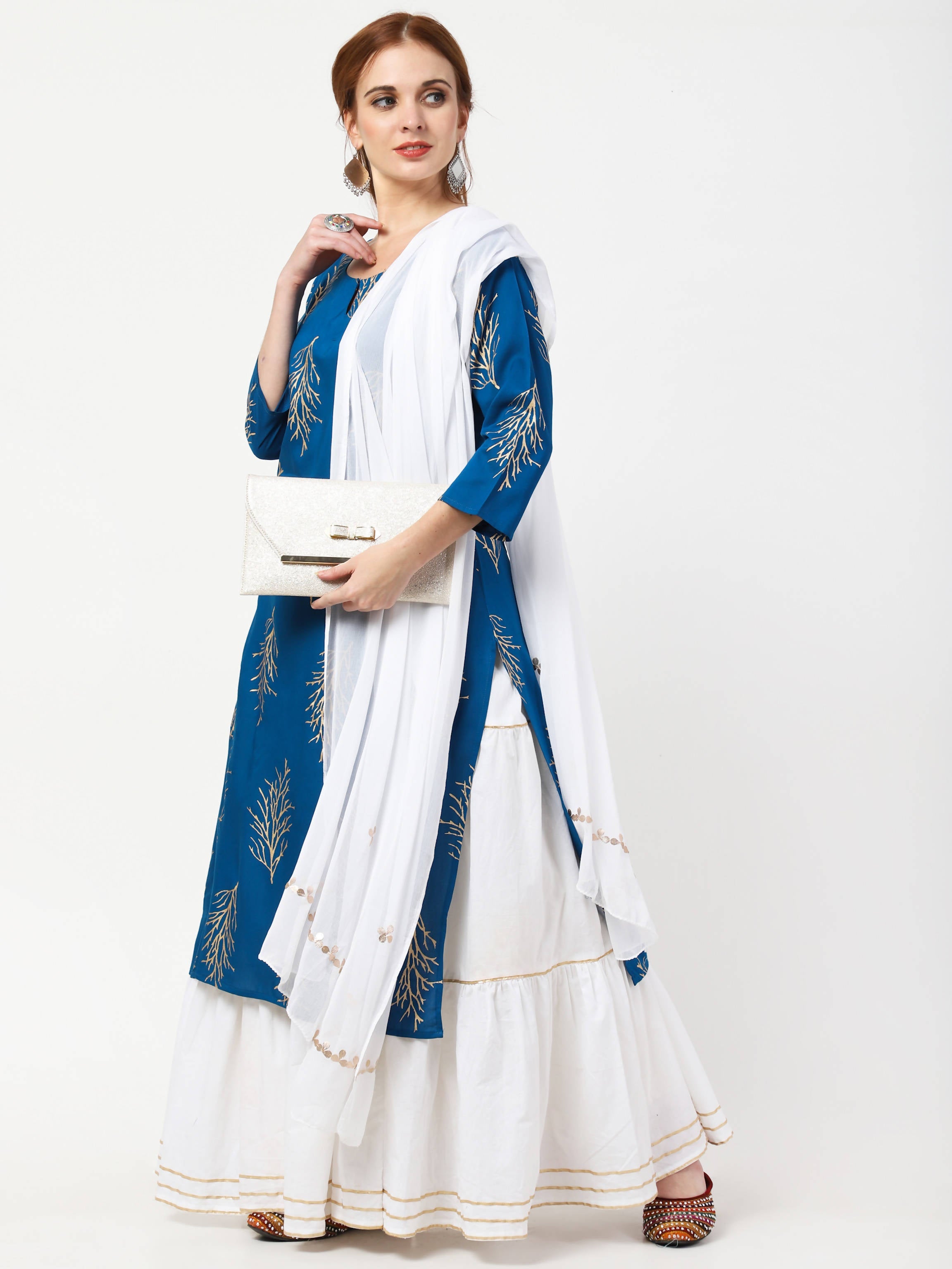 Cheera Kurta with Skirt & Embroidered Dupatta Set (CH111KSD) | Grab2Buy