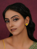 Yellow Stone Kundan Studs (yellow) - Ruby Raang | Grab2Buy