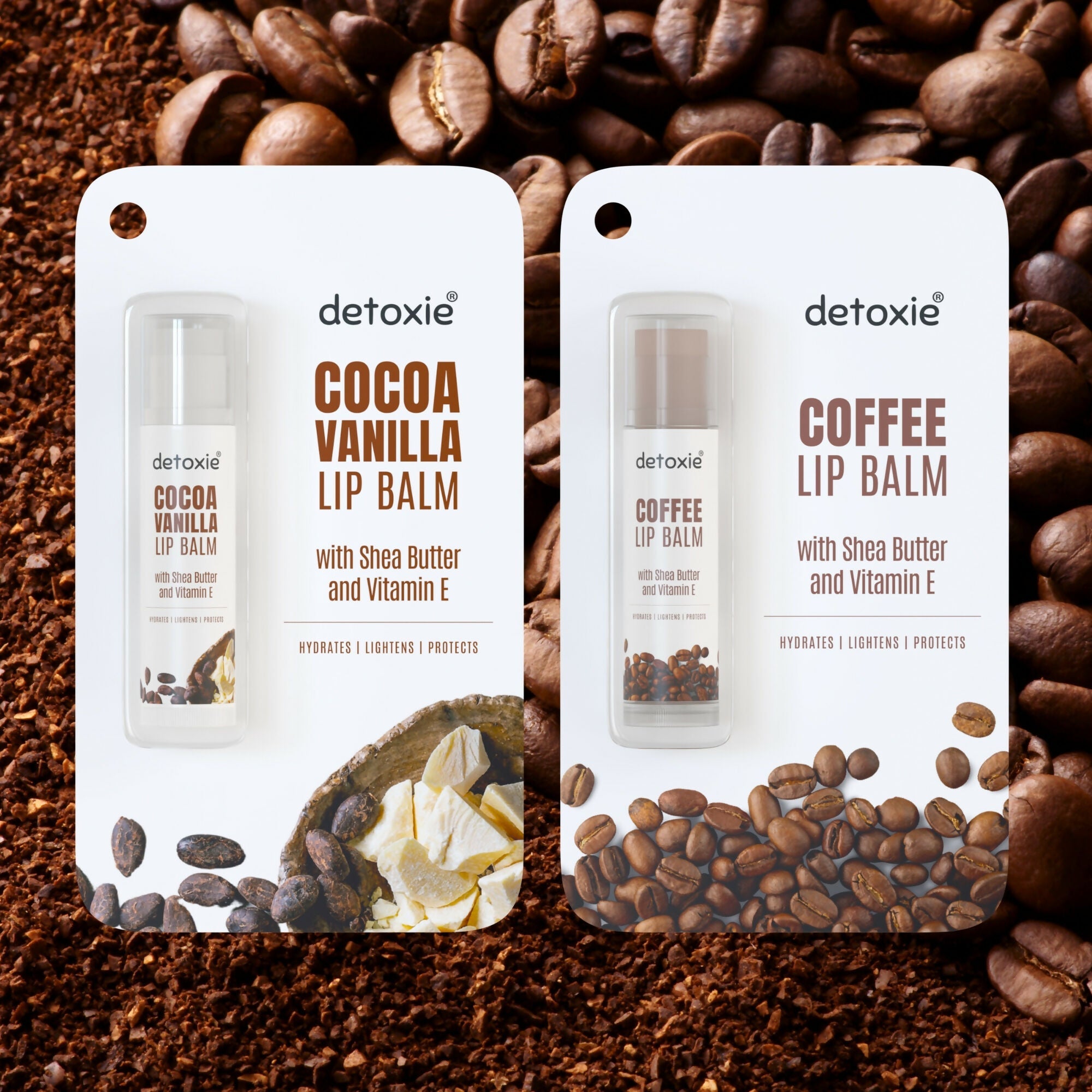 Detoxie Lip Balms Coffee & Cocoa Vanilla With Shea Butter Vitamin E and Liquorice | Grab2Buy