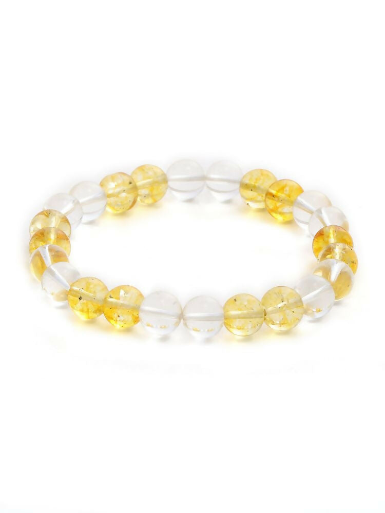 Clear Quartz & Citrine Yellow and White Beads Bracelet - Ruby Raang | Grab2Buy