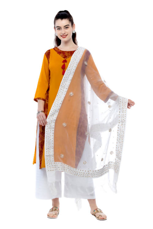 Mominos Fashion White Orgenza Nug Embroidery Dupatta | Grab2Buy