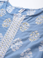 Yufta Blue & White A-Line Dupatta Set | Grab2Buy