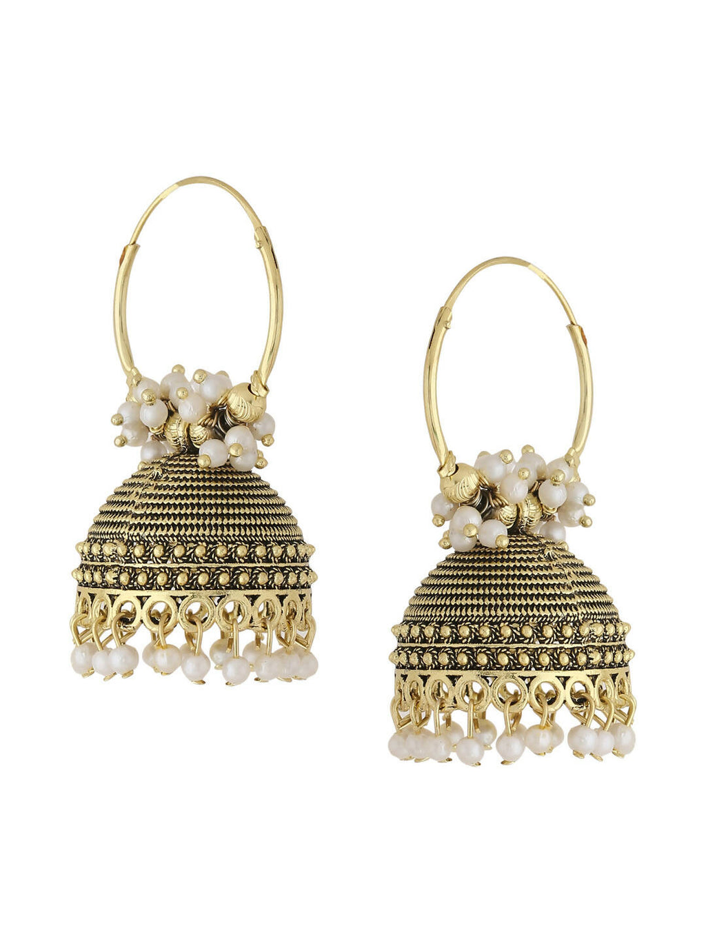 NVR Women Gold Toned Contemporary Jhumkas Earrings | Grab2Buy