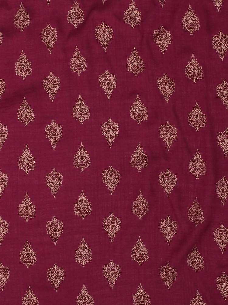 Yufta Women Burgundy Solid Kurta with Palazzo & Dupatta | Grab2Buy