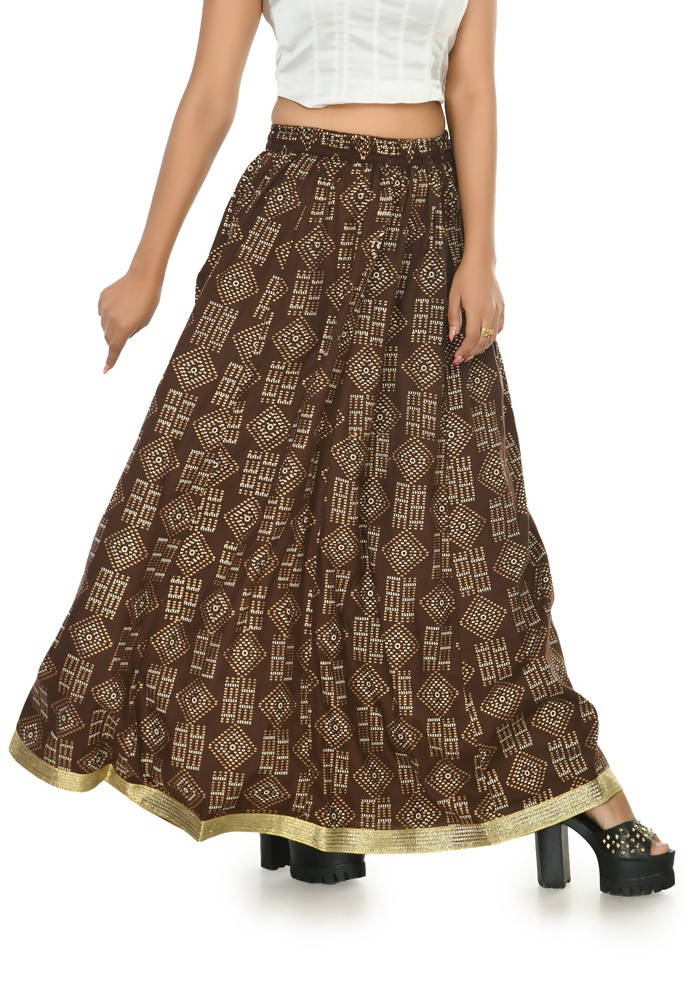 Mominos Fashion Moeza Cotton Coffee Color Printed Lehenga (Lancha) | Grab2Buy