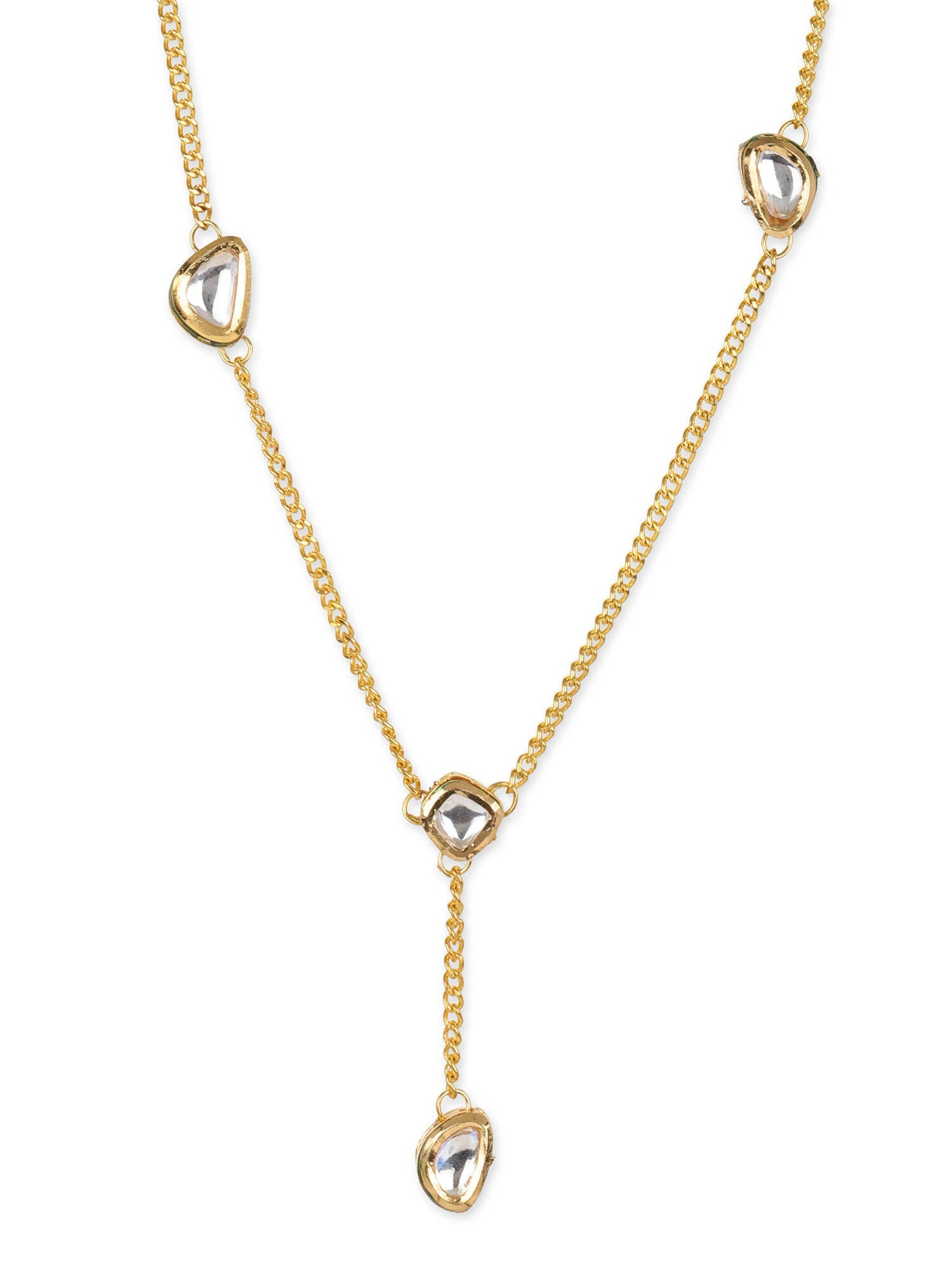 Gold-Toned White Brass Gold-Polished Necklace - Ruby Raang | Grab2Buy