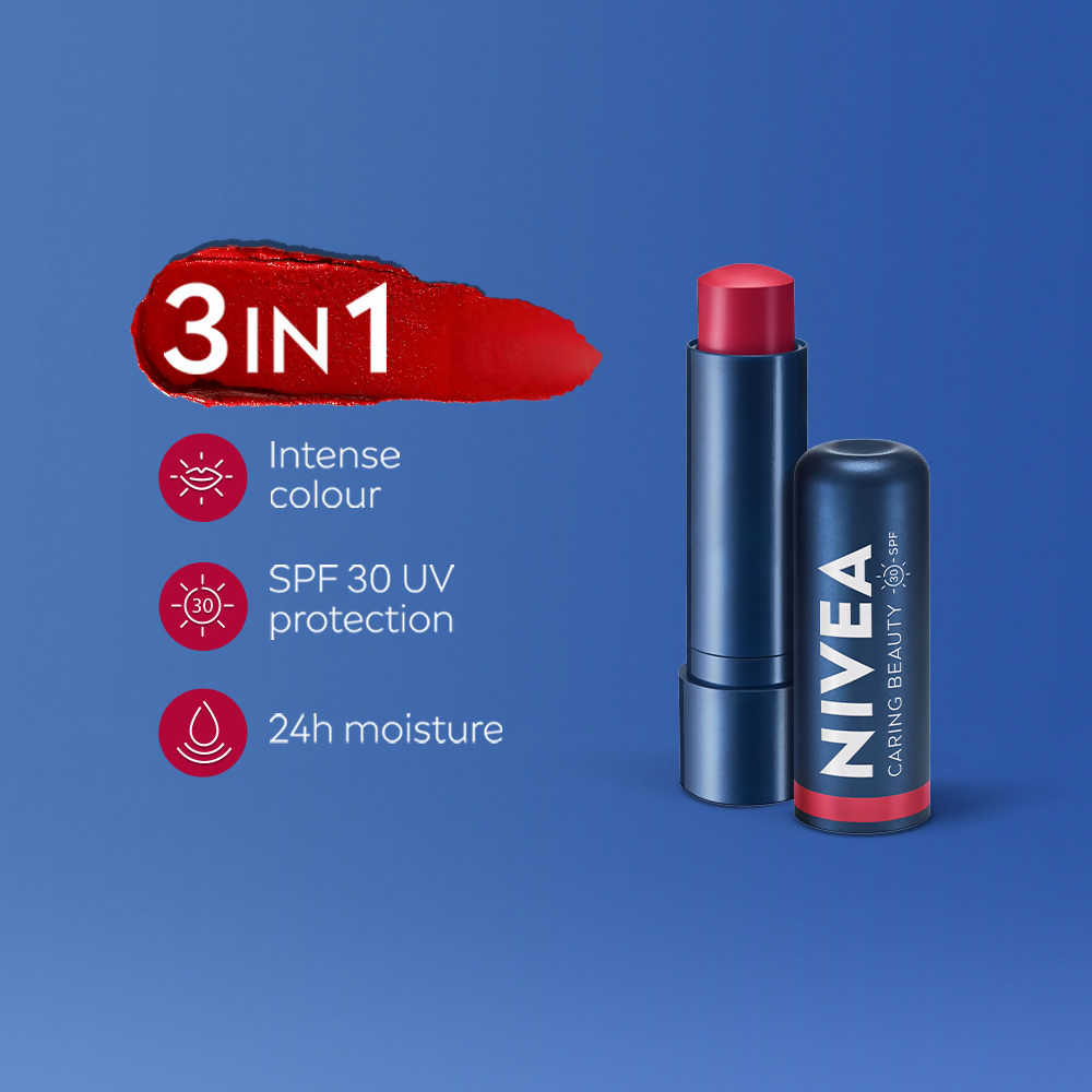 Nivea Lip Caring Beauty Red Lip Balm With SPF 30 - Red | Grab2Buy