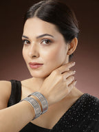 NVR Women's Set of 2 Silver-Toned German Silver Oxidised Kada Bangle | Grab2Buy