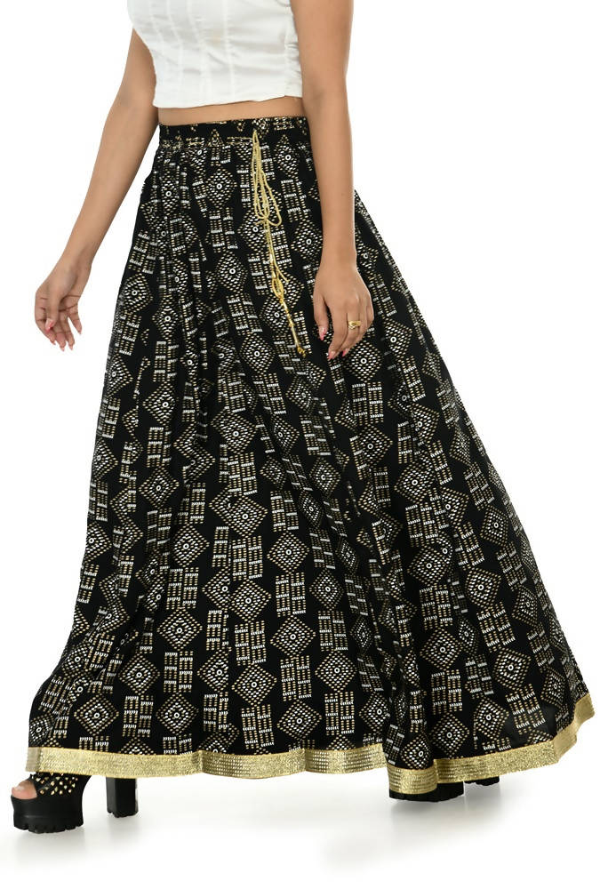 Mominos Fashion Moeza Cotton Black Printed Lehenga (Lancha) | Grab2Buy