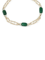 Gold-Polished White Green Pearl Beaded Anklets - Ruby Raang | Grab2Buy
