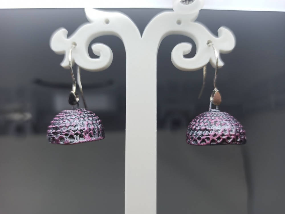 Terracotta Hanging Jhumkas-Silver Pink | Grab2Buy