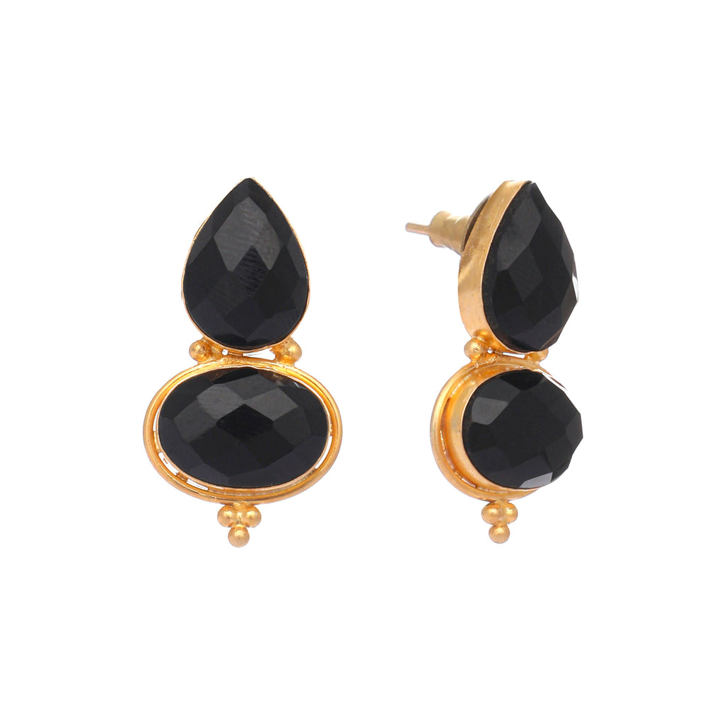 Nuyug 22K Gold Plated Black Embrace Earrings | Grab2Buy