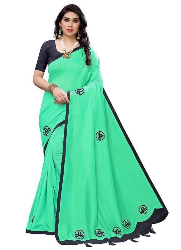 Vamika Designer Green Georgette Saree (TSUNAMI GREEN) | Grab2Buy