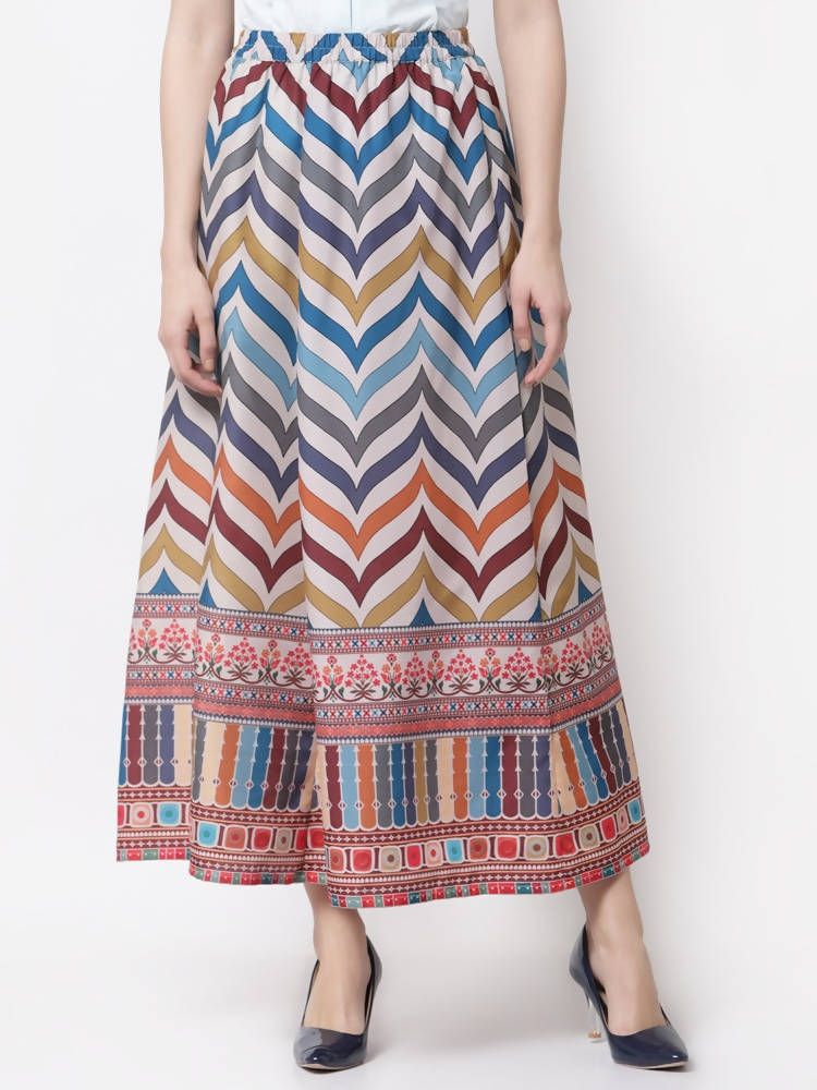 Myshka Muticolored Silk blend Printed Skirt | Grab2Buy