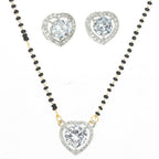 AanyaCentric Gold-Polished Mangalsutra Pendant Earring Set & Silver Plated Anklet