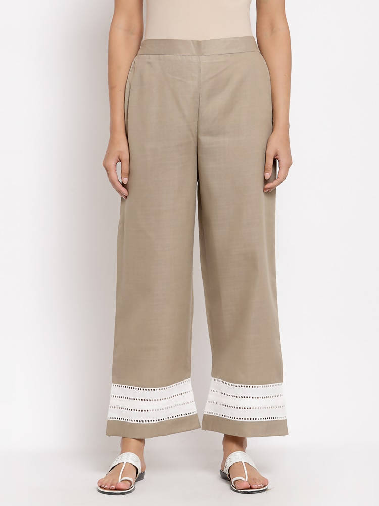 Myshka Women's Trendy Grey Cotton Solid Casual Trouser | Grab2Buy