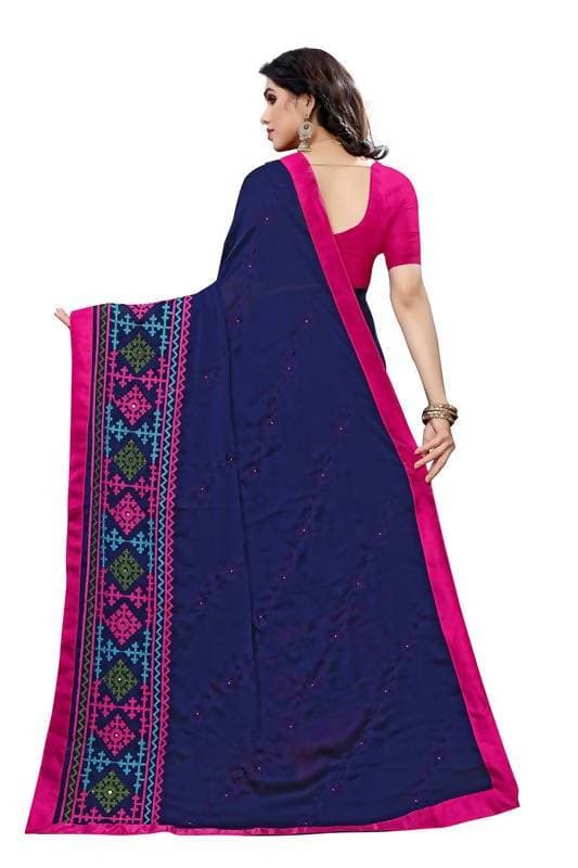 Vamika Navy Chiffon Emboridered Saree (SUIDHAGA NAVY) | Grab2Buy