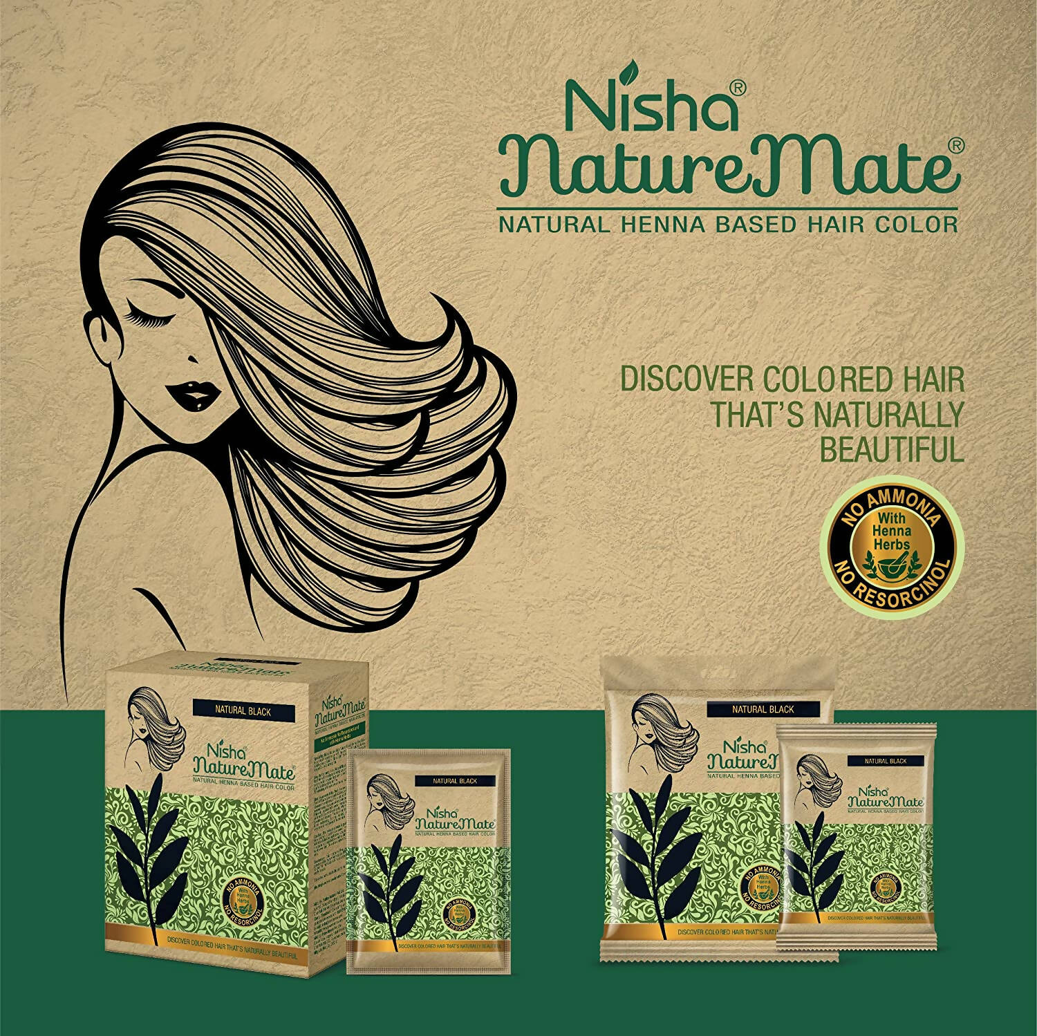 Nisha Nature Mate Henna Based Hair Black Color Powder | Grab2Buy