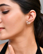VOJ Gold-Polished Crystal Studded Stud Earrings | Grab2Buy