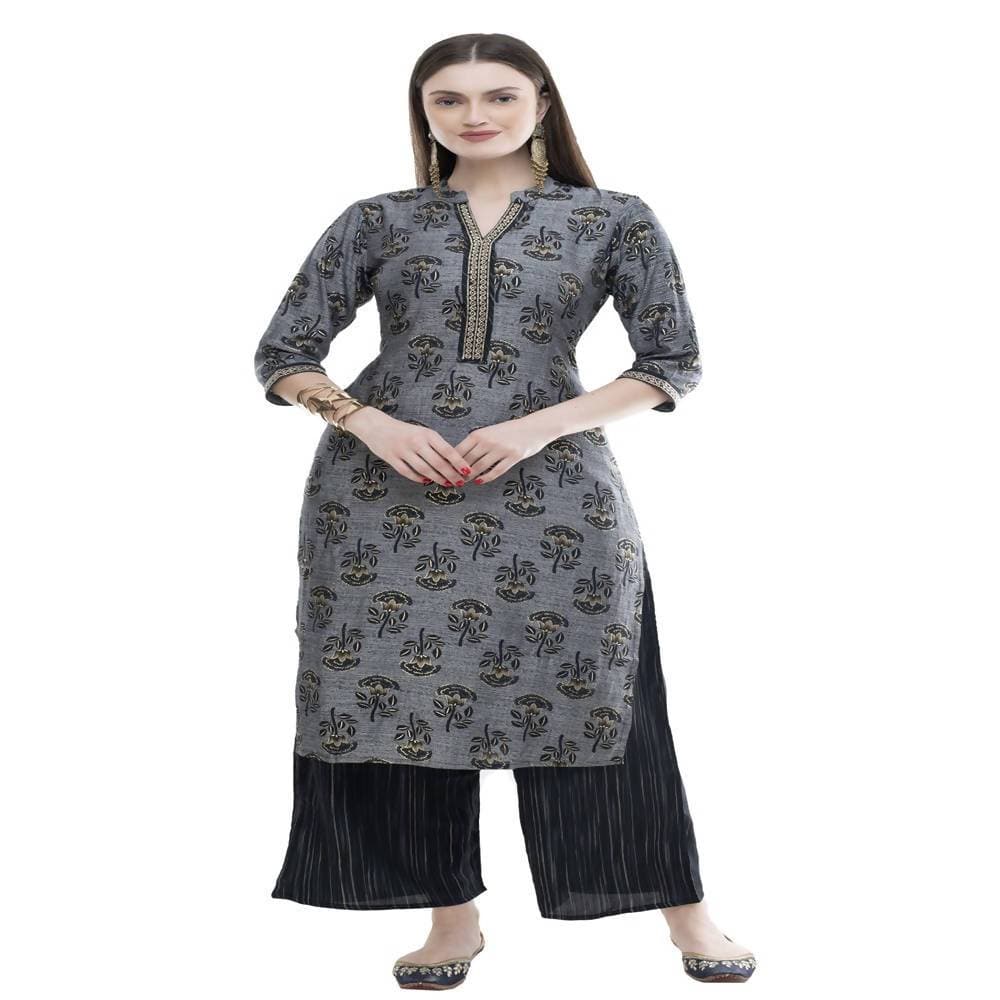 Lagi Women's Black Rayon Straight Printed Kurta & Palazzo (MRP102) | Grab2Buy