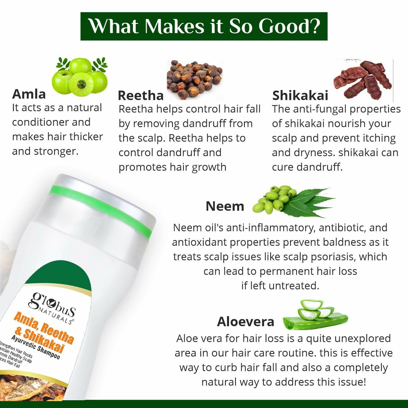 Globus Naturals Amla Reetha Shikakai Shampoo | Grab2Buy