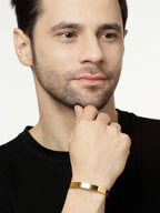 NVR Men Gold Stainless Steel Cuff Bracelet | Grab2Buy