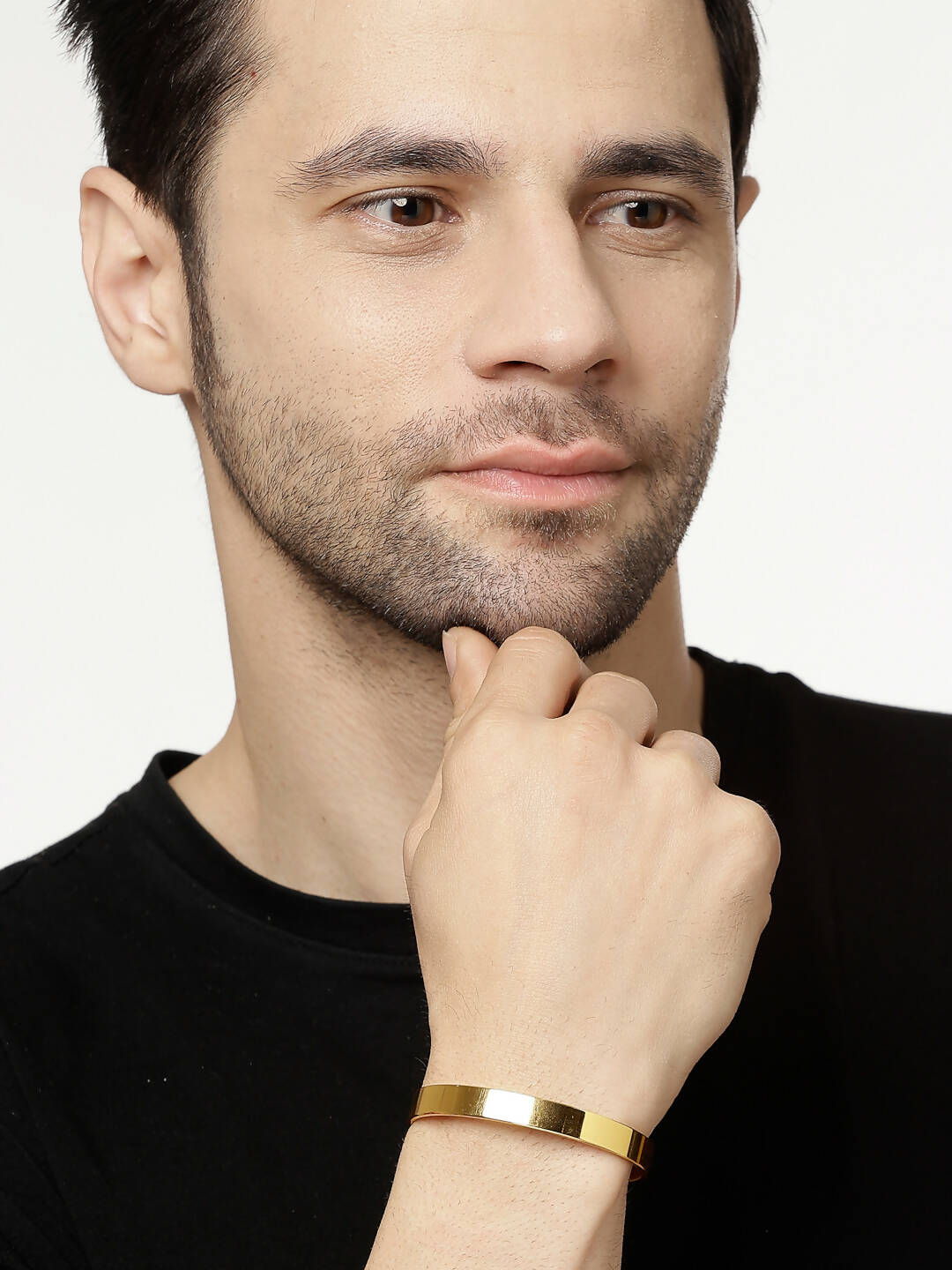 NVR Men Gold Stainless Steel Cuff Bracelet | Grab2Buy