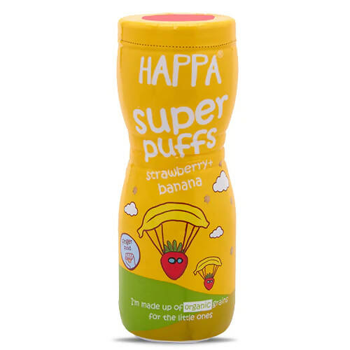 Happa Multigrain Strawberry & Banana Melts Super Puffs (8 Months+) | Grab2Buy
