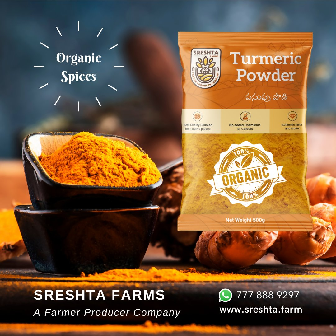 Sreshta Farms Organic Turmeric Powder (Pasupu Podi) | Grab2Buy