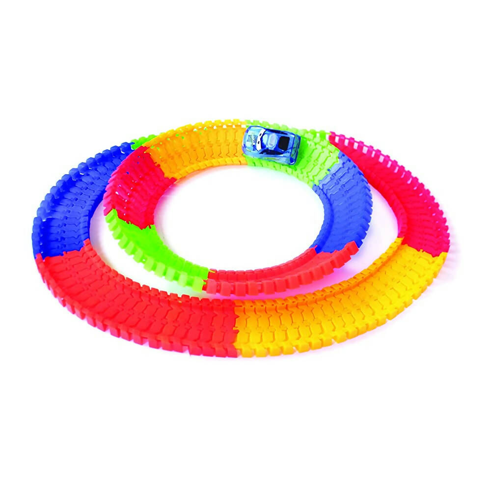 Kipa 2 Magic Race car with 238 Bend Flex and Glow Tracks, Plastic Magic 14 Feet Long Flexible Tracks Car Play Set for Kids (Multi Color) | Grab2Buy