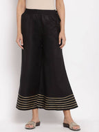 Myshka Women's Black Cotton Solid Casual Palazzo | Grab2Buy