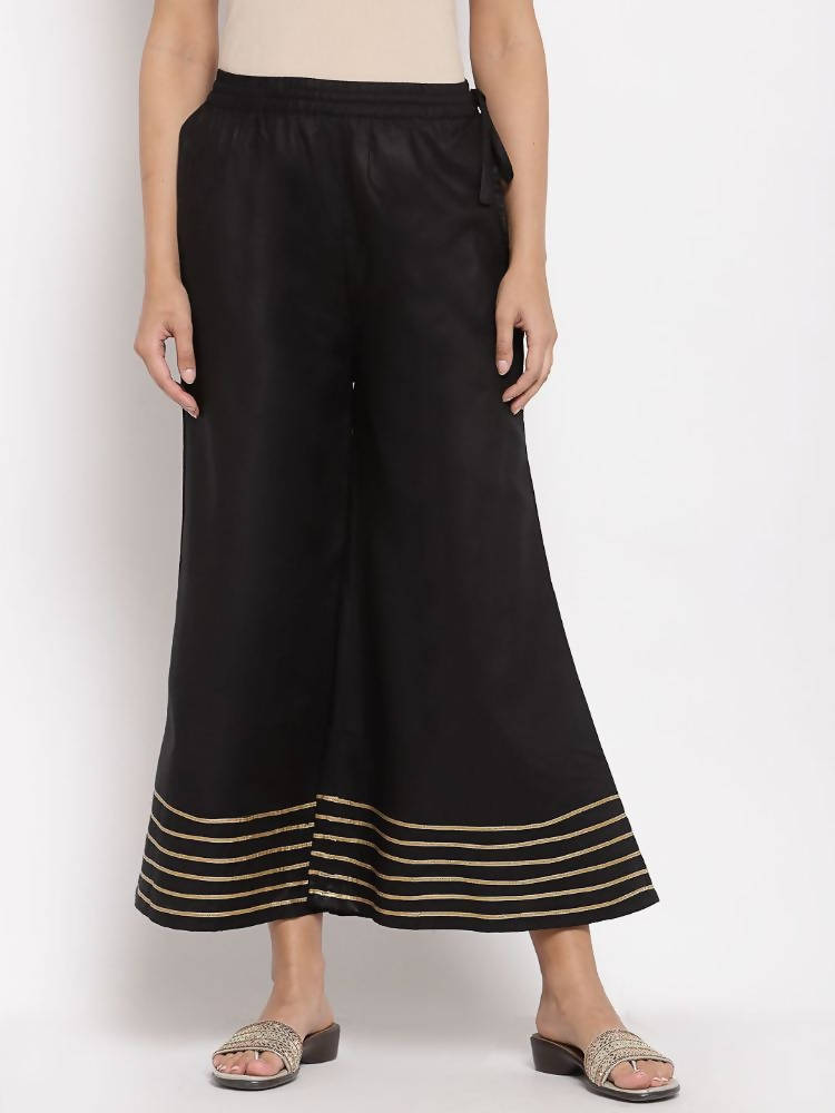Myshka Women's Black Cotton Solid Casual Palazzo | Grab2Buy