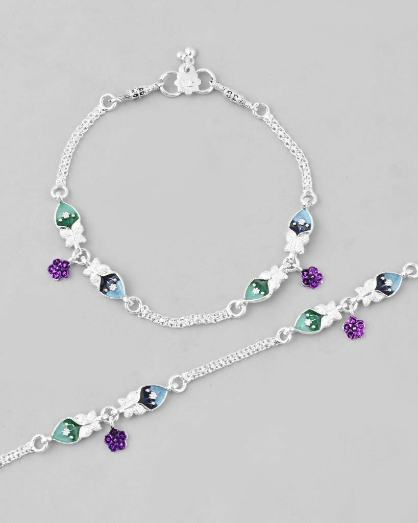 VOJ Set of 2 Mutli Color Meenakari Anklet | Grab2Buy