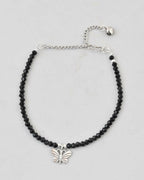 VOJ Set of 2 Butterfly Black Beads Anklet